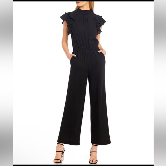 1.STATE Black Ruffle Sleeve Tie-Back Jumpsuit | Size M NWT - Picture 1 of 13
